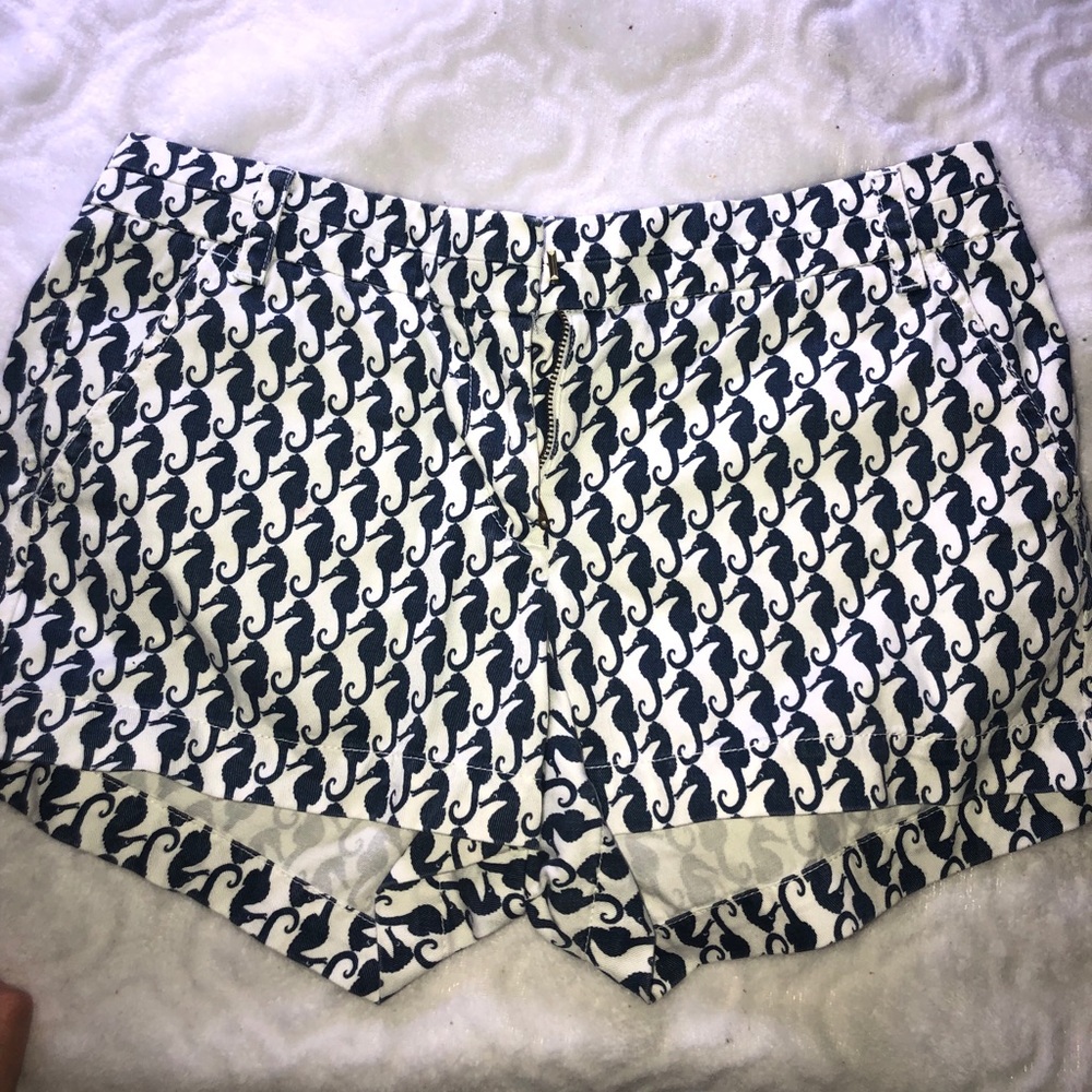 J Crew Navy and White Seahorse Chino Shorts
